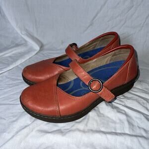 LL Bean Women's Pink Leather Mary Jane Comfort Shoes Adjustable Strap Size 8.5